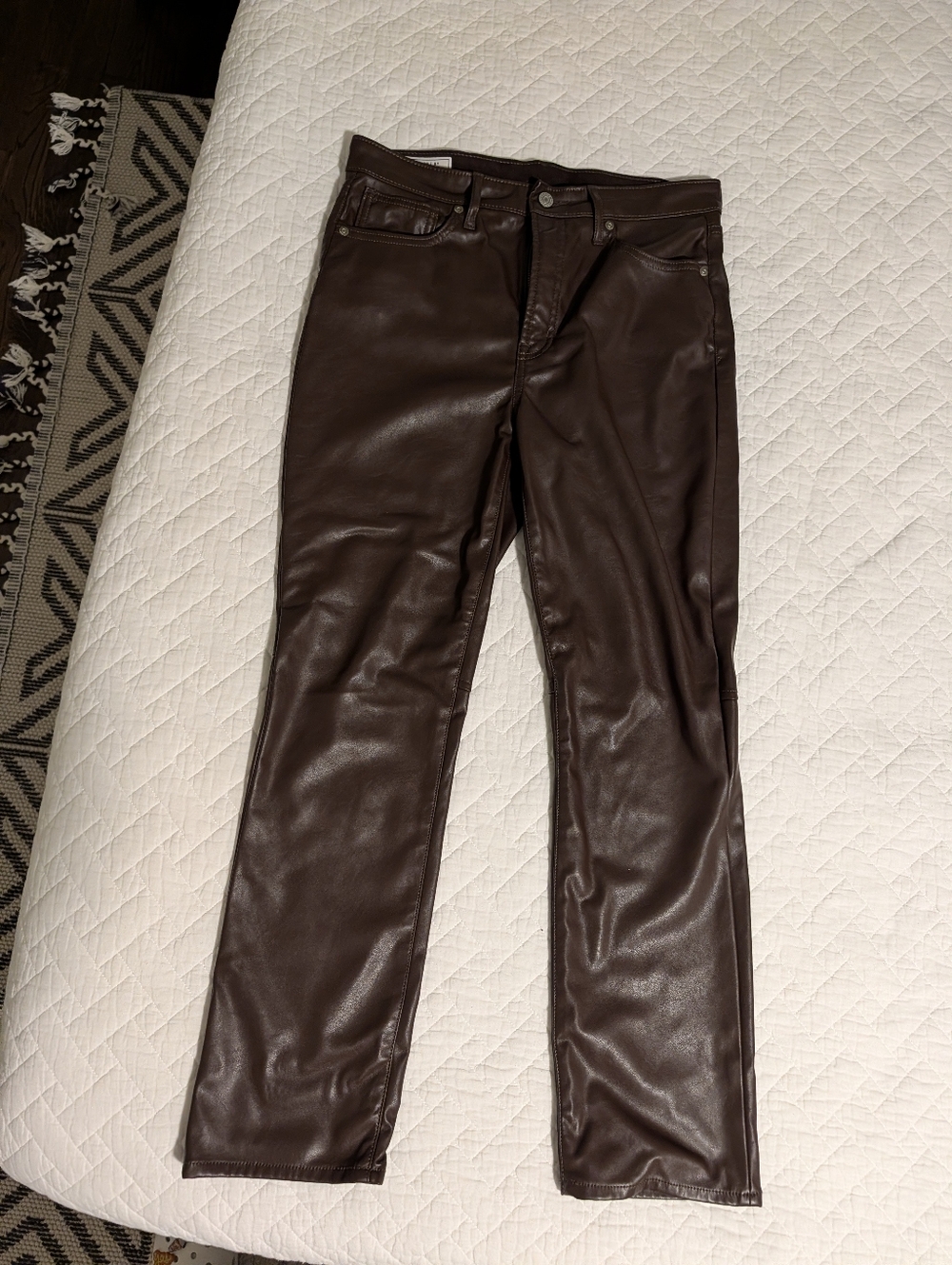GAP Brown Faux Leather Vintage Slim High-Rise Pants